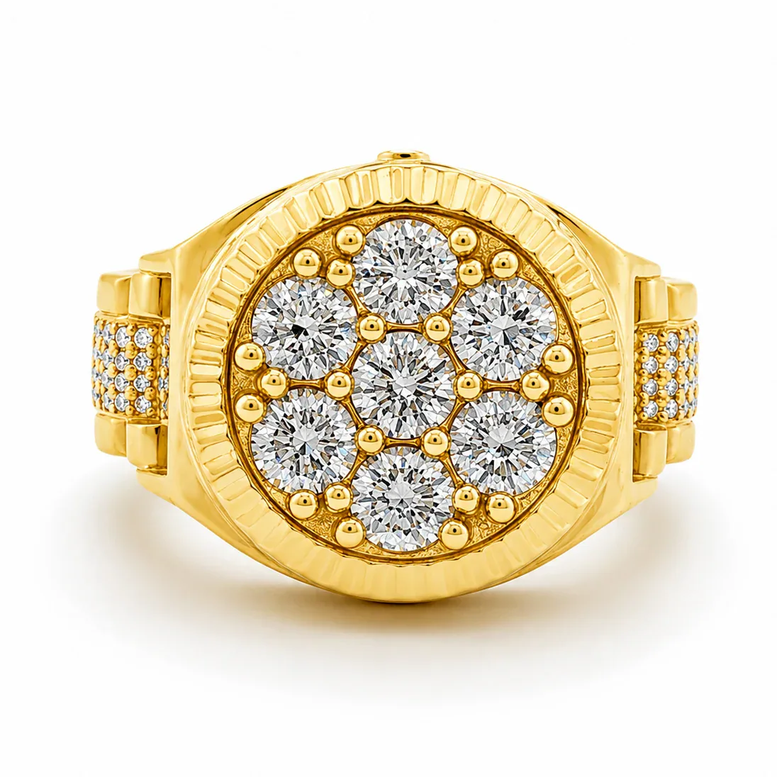 RINA - For Him CUSTOM Custom Made Rolex Style Diamond Ring 67378 in Yellow Gold / Natural – Ring