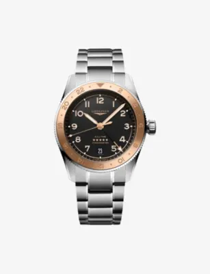 LONGINES L3.803.5.53.6 Spirit Zulu Time 1925 Stainless-Steel and 18ct Rose Gold Cap 39mm Automatic Watch