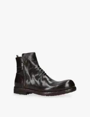 OFFICINE CREATIVE Bulla Side-Zip Leather Chelsea Boots - EUR 42 / 8 UK MEN in Dark Brown, additional product view 3