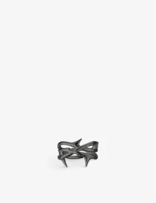 SHAUN LEANE Rose Thorne rhodium-plated sterling-silver ring - M
