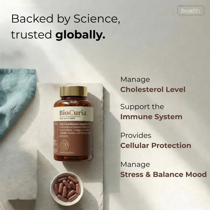 Bionutrica BioCuria 6-Blend Mushroom Complex for Immunity & Antioxidant 120 Capsules detail 2