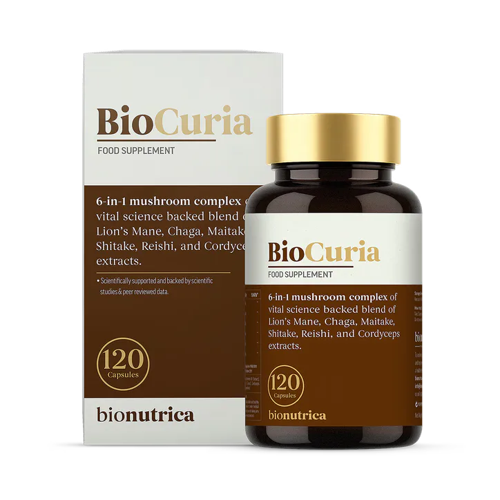 Bionutrica BioCuria 6-Blend Mushroom Complex for Immunity & Antioxidant 120 Capsules