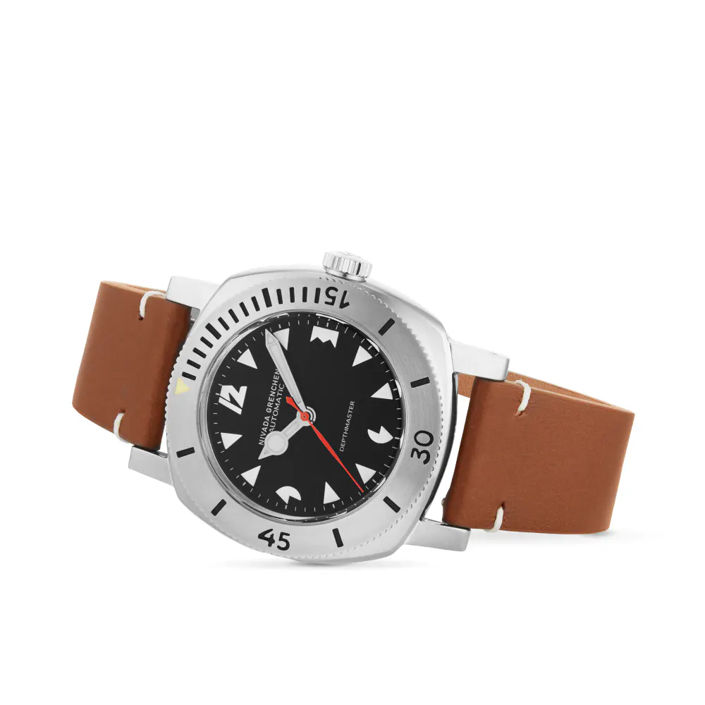 Nivada Grenchen Depthmaster White Pacman 39mm Mens Watch Black in Black, additional product view 2