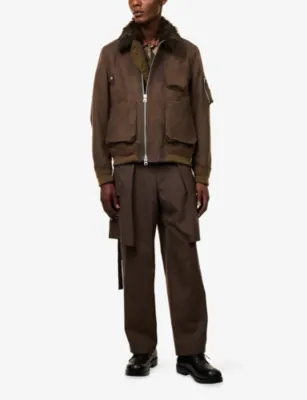 SACAI Melton Collared Wool Bomber Jacket detail 2