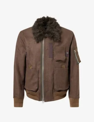 SACAI Melton Collared Wool Bomber Jacket