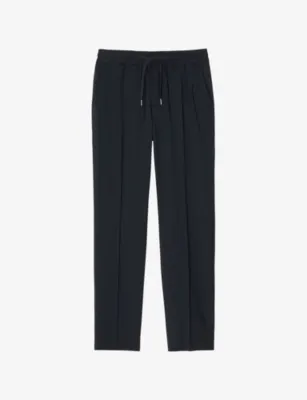 SANDRO Drawstring-waist straight-leg wool-blend trousers - Noir / Gris detail 2