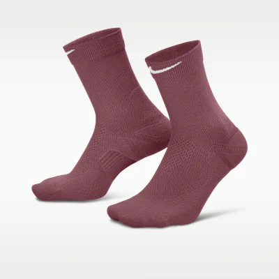 Nike Run Midweight Running Crew Socks (1 Pair) - Pink Smoke/Pink Rise/White