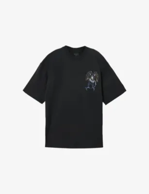 ALLSAINTS Raptour Graphic-Print Cotton T-Shirt - Washed Black detail 2