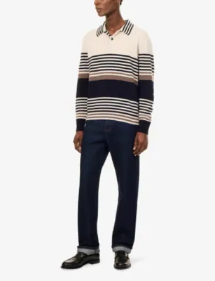 PAUL SMITH Stripe Long-Sleeve Cashmere Polo Knit Top detail 2