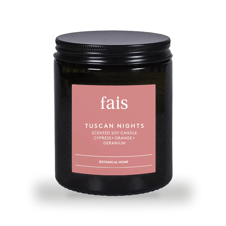 Fais Tuscan Nights Scented Soy Candle with Cypress, Orange & Geranium – Natural Home Fragrance – 154g