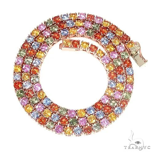 PIA - For Him GEMSTONES 14K Gold Multi Colored Sapphire Tennis Chain 66727 in Rose – Chain