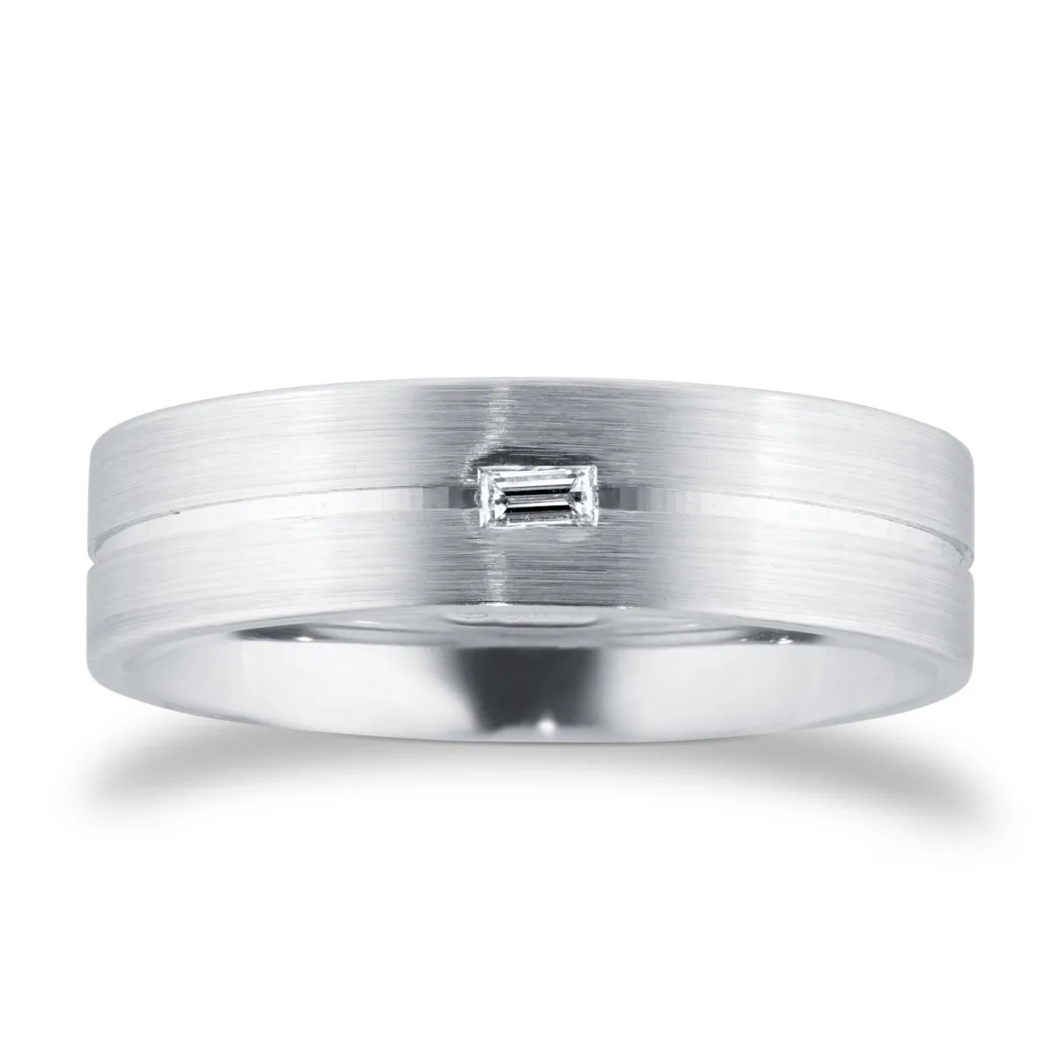 For Him Platinum 5mm 0.05ct Diamond Flat Court Wedding Ring