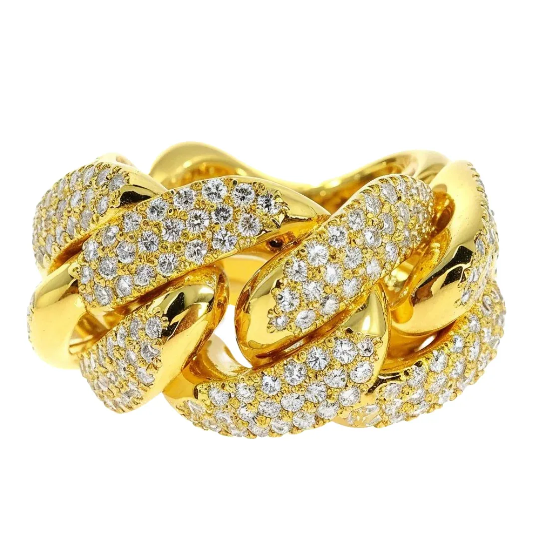 RINA - For Him FACTORY Miami Cuban Link Diamond Ring 16 mm wide 57054 in Rose Gold / 10 – Ring