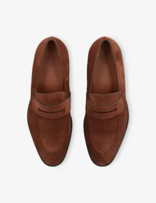 ZEGNA Classic Suede Penny Loafers - EUR 39 / 5 UK MEN in Brown, additional product view 2