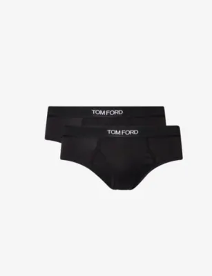 TOM FORD Mid-Rise Branded Pack Of Two Stretch-Cotton Briefs