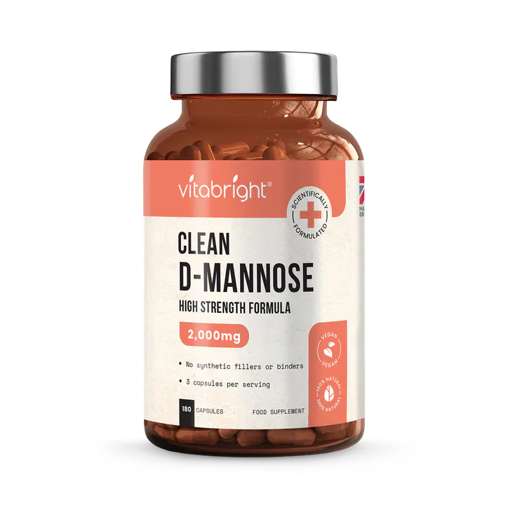 VitaBright Pure D-Mannose - 2000mg per Serving - 180 Capsules