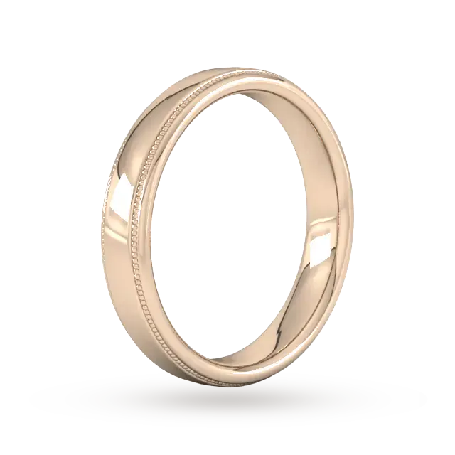 For Him 4mm Traditional Court Standard Milgrain Edge Wedding Ring In 18 Carat Yellow Gold detail 2