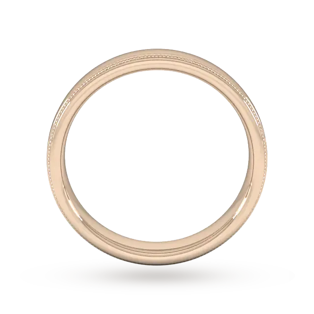 For Him 4mm Traditional Court Standard Milgrain Edge Wedding Ring In 18 Carat Yellow Gold detail 3