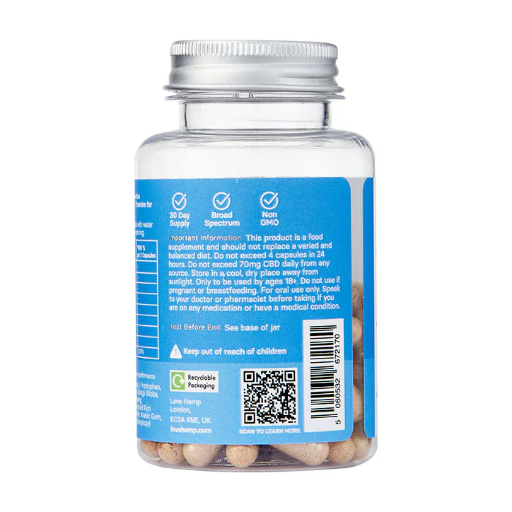 Love Hemp Clear Mind 300mg CBD Cold Press 60 Capsules, additional product view 3