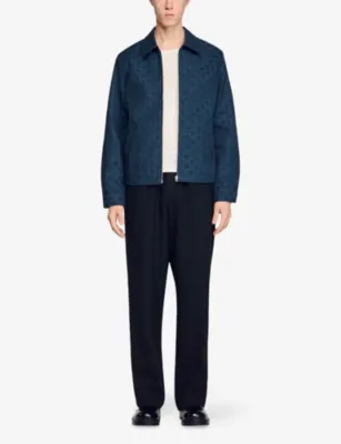 SANDRO Square-Pattern Zip-Up Denim Jacket detail 2