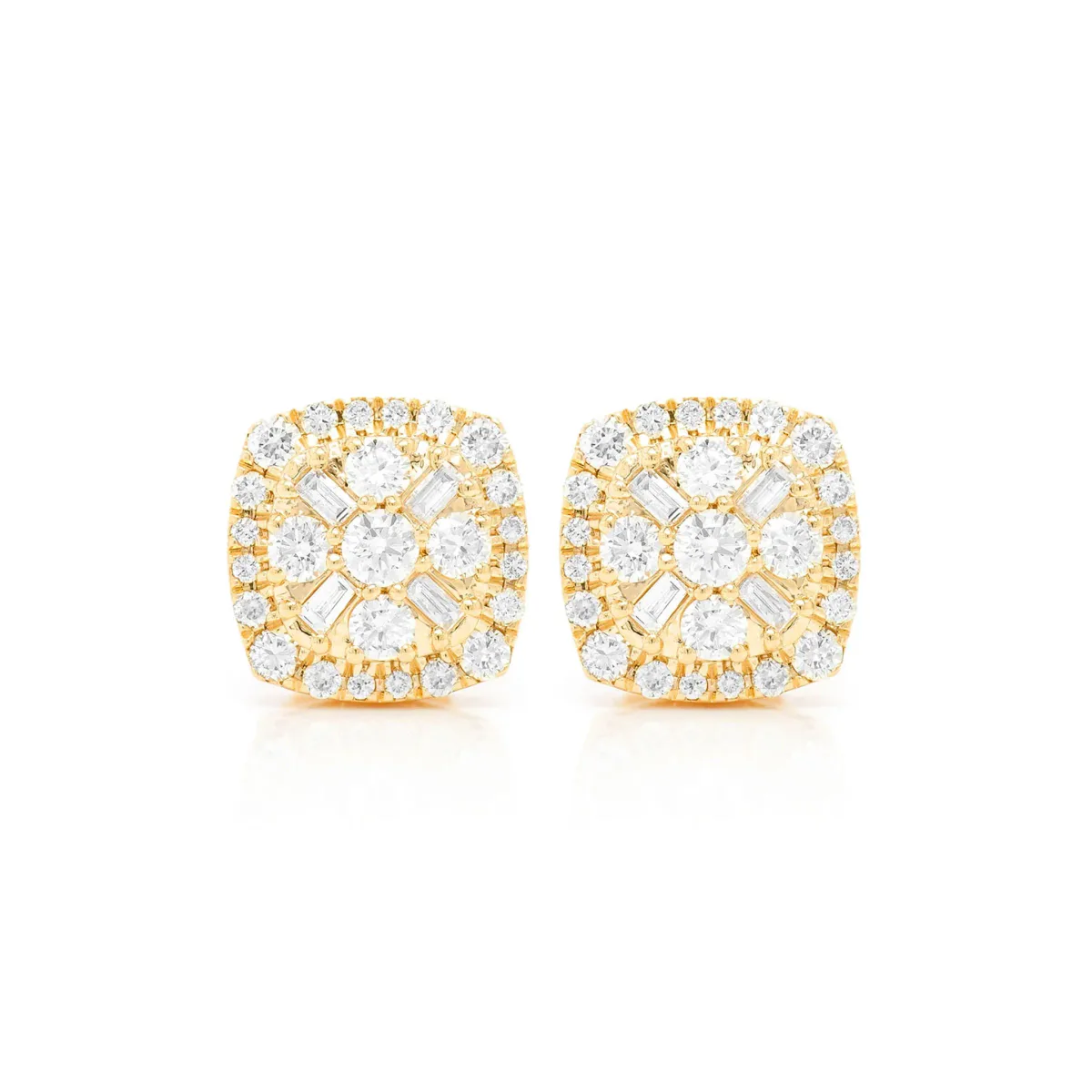 For Him Baguette Flower Diamond Studs in Rose Gold / Lab Grown Diamond – Earring