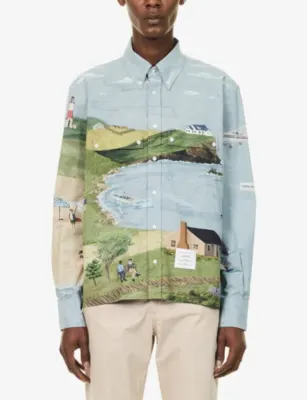 THOM BROWNE Utility Scenic-Print Cotton Shirt detail 3