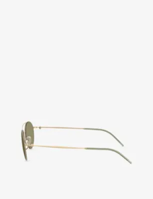 GIORGIO ARMANI AR6169 Round-Frame Metal Sunglasses in BLACK, additional product view 3