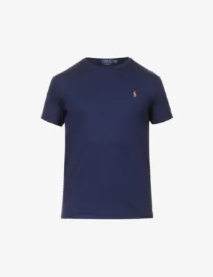 POLO RALPH LAUREN Short-sleeved logo-embroidered custom slim-fit cotton-jersey T-shirt - French Navy