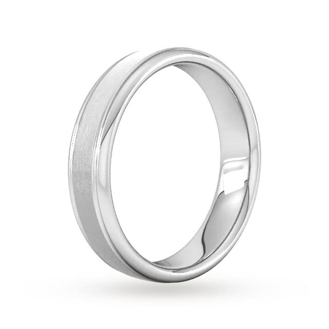 For Him 5mm D Shape Heavy Matt Centre With Grooves Wedding Ring In 18 Carat Yellow Gold detail 2