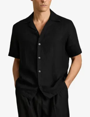 REISS Beldi Oversized-Fit Linen Shirt detail 3