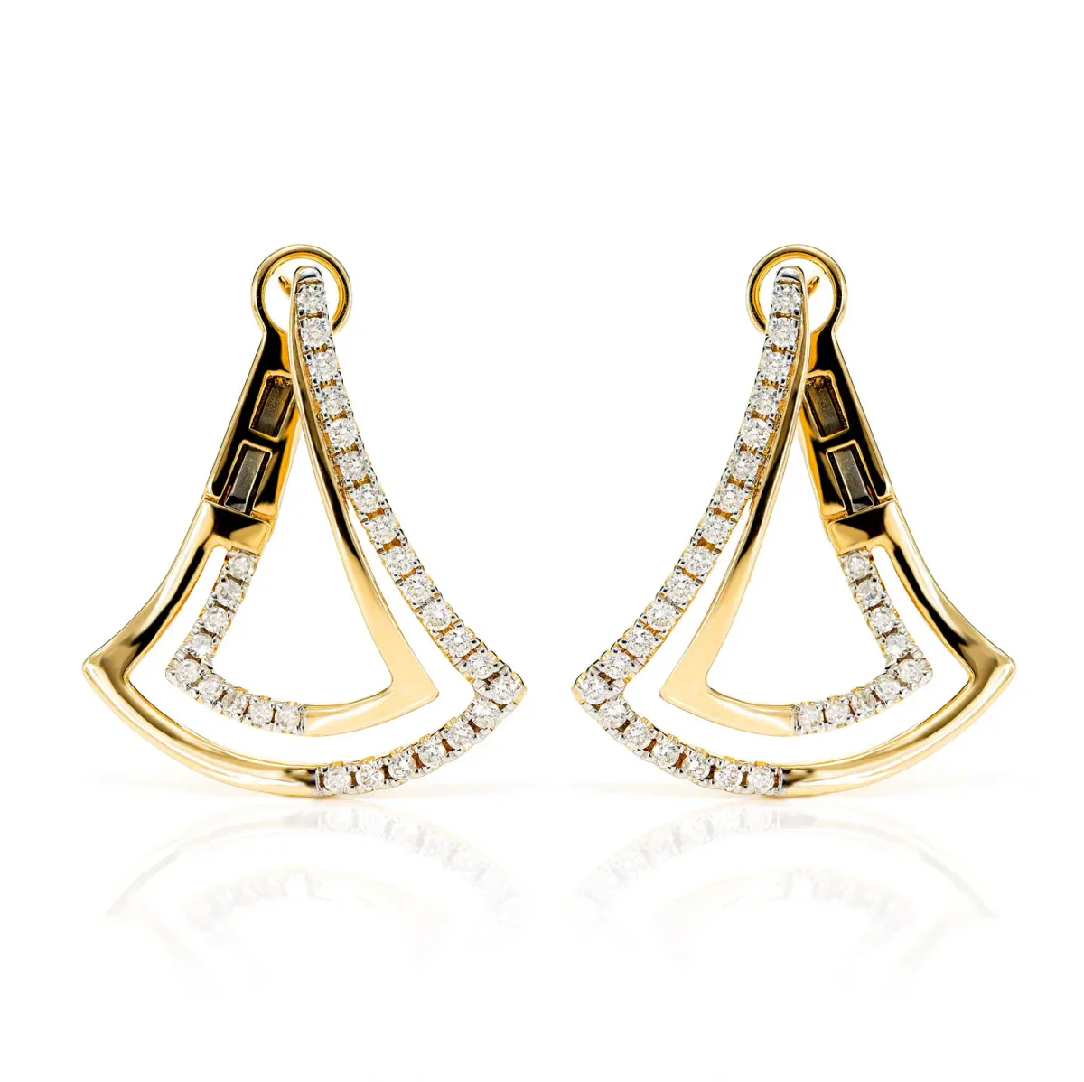 For Him Two Row Chevron Diamond Half Hoop Earrings in Rose Gold / Lab Grown Diamond – Earring