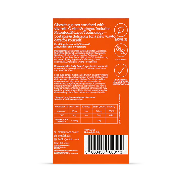 ZÖHI Immunity Chewing Gum Fresh Lemon 10 Pieces, additional product view 2