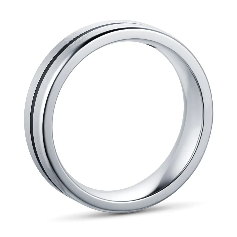 For Him 6mm Gents Titanium Wedding Ring With A Matte Finish And Engraved Line, additional product view 3
