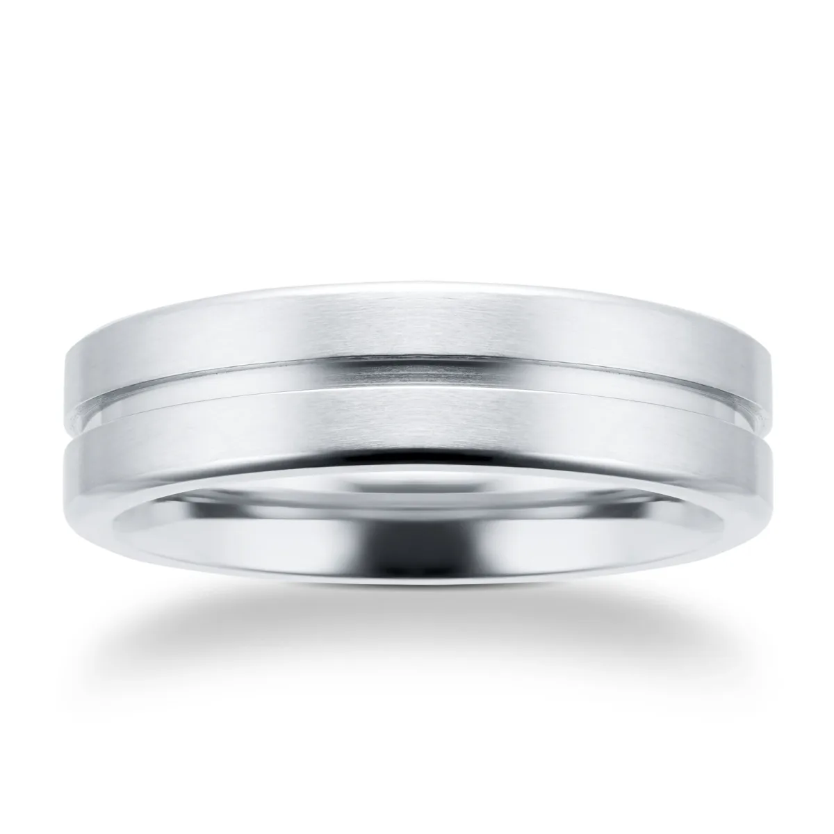 For Him 6mm Gents Titanium Wedding Ring With A Matte Finish And Engraved Line