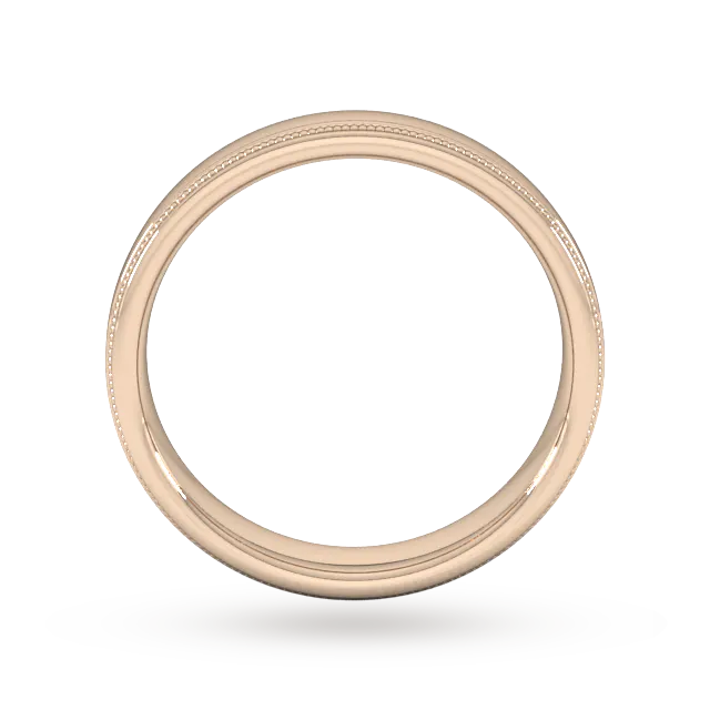 For Him 4mm D Shape Standard Milgrain Edge Wedding Ring In 18 Carat Yellow Gold detail 3