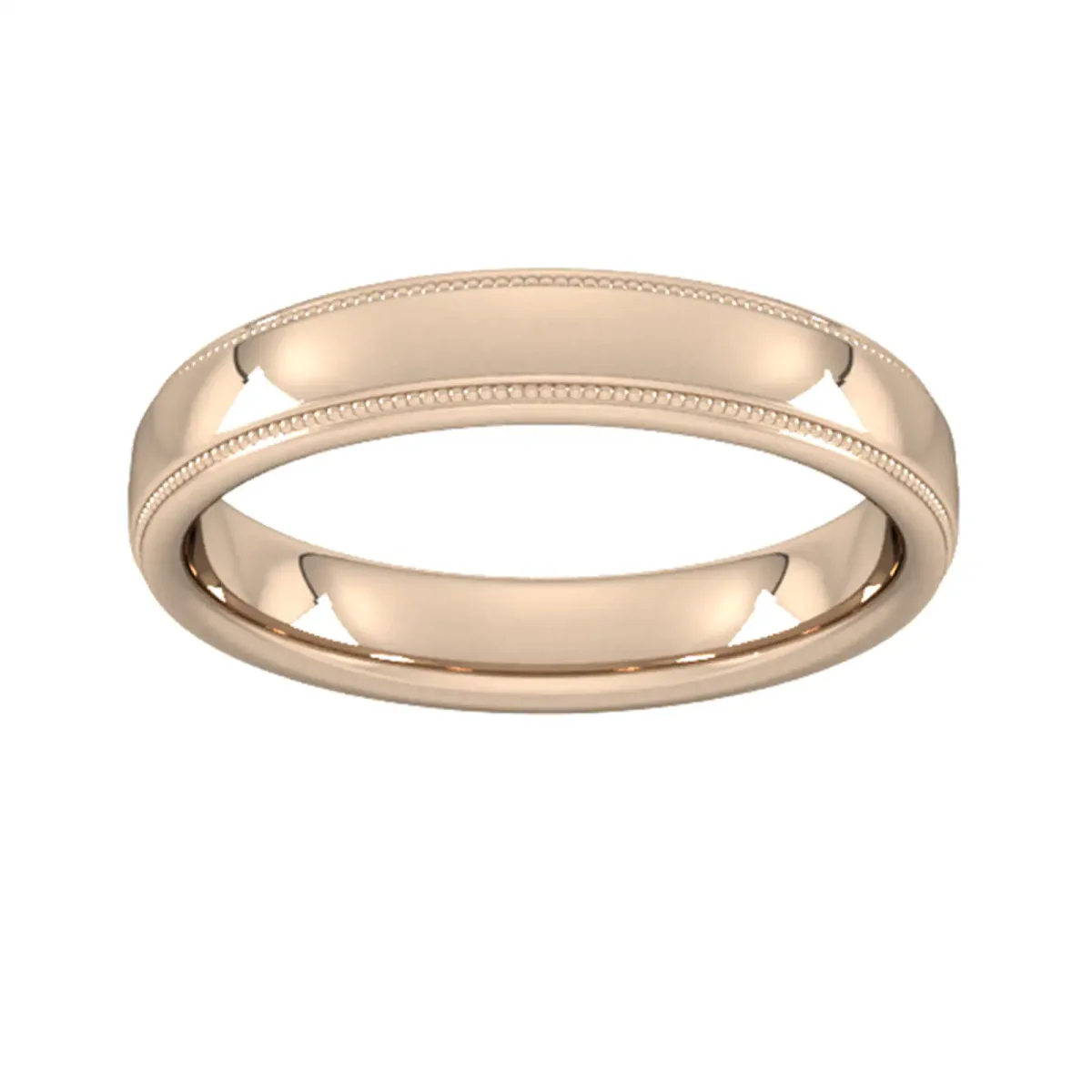 For Him 4mm D Shape Standard Milgrain Edge Wedding Ring In 18 Carat Yellow Gold