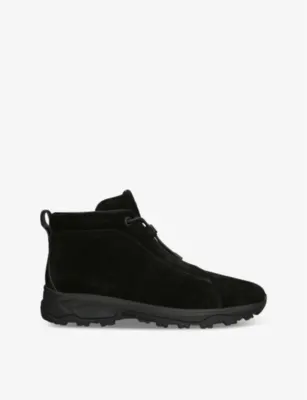 ZEGNA Triple Stitch Vetta suede high-top trainers - EUR 39 / 5 UK MEN in BLACK – Mens | Trainers | Lace up trainers