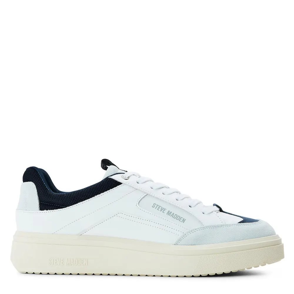 Steve Madden Men's Orlando Low-Top Trainers in White/Navy – Footwear