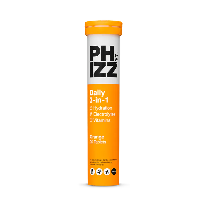 Phizz Daily 3in1 Hydration Electrolytes and Vitamins Effervescent Orange 20 Tablets