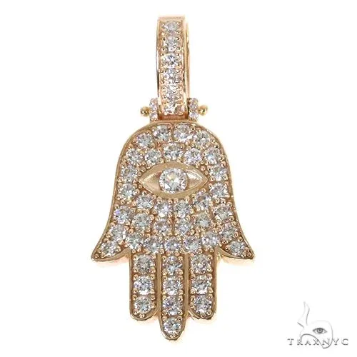 RINA - For Him CUSTOM 14K Gold Hamsa Diamond Pendant 67952 in Rose Gold – Pendant