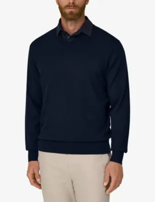BOGGI MILANO Long-Sleeved Knitted Wool Polo Jumper detail 3