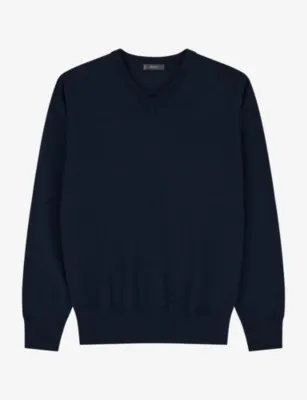 BOGGI MILANO Long-Sleeved Knitted Wool Polo Jumper