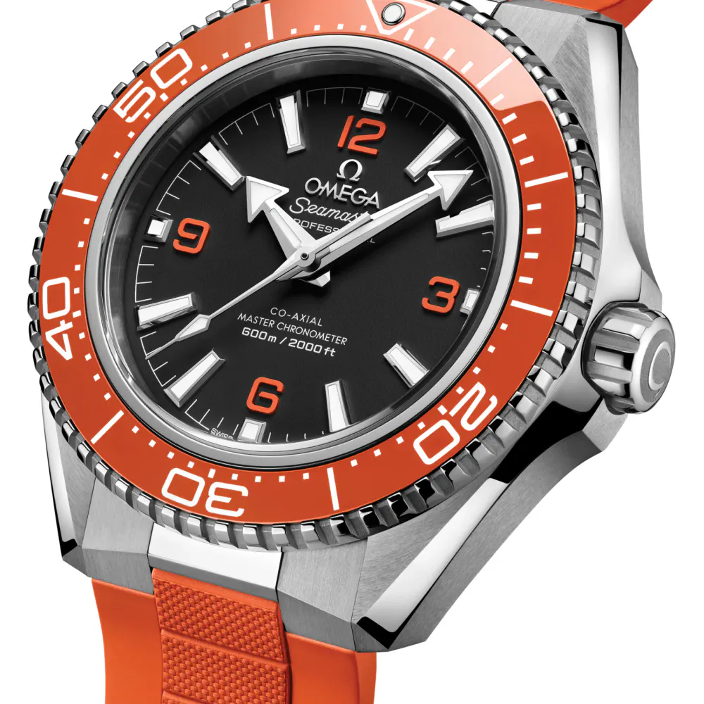 Omega Seamaster Planet Ocean 600M 42mm Mens Watch Orange Rubber Strap detail 3