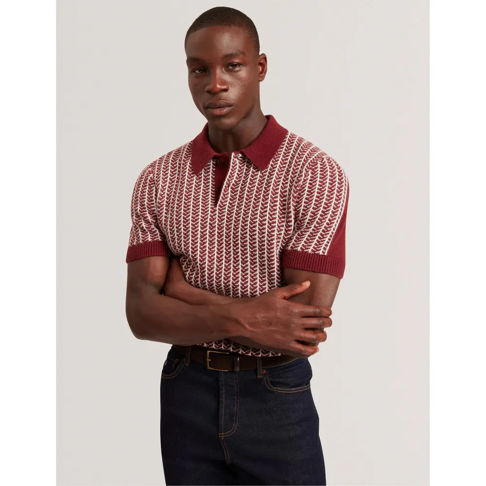 Ted Baker Men's Herringbone Short-Sleeve Polo Shirt detail 2