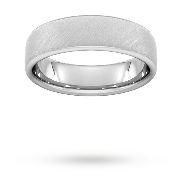 For Him 6mm D Shape Heavy Diagonal Matt Finish Wedding Ring In 18 Carat Yellow Gold