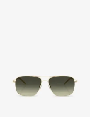 OLIVER PEOPLES OV1150S Clifton Aviator-Frame Metal Sunglasses