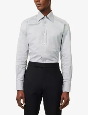 TOM FORD Slim-Fit Graphic-Pattern Cotton Shirt detail 3