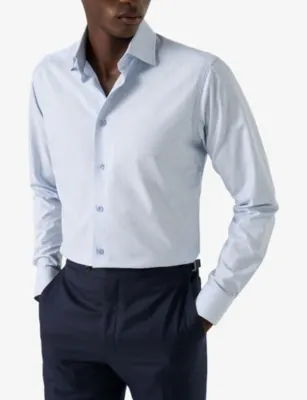 ETON Checked Contemporary-Fit Cotton-Twill Shirt - 17.75 detail 3