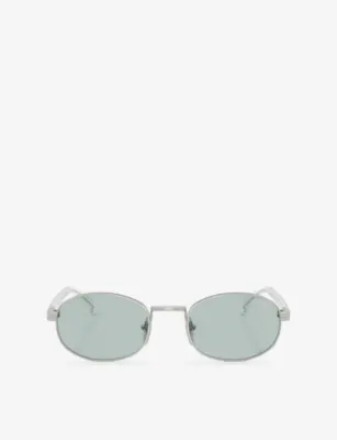 PRADA PR B53S Oval-Frame Steel Sunglasses