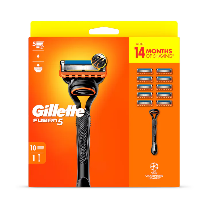 Gillette Fusion5 Razor for Men, 1 Gillette Razor, 10 Blade Refills